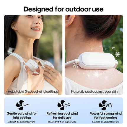 Kinscoter New Neck Fan with Cold Compress Function 3-speed wind Portable Personal Sports Fan 800mAh*2 for Home Outdoor Travel