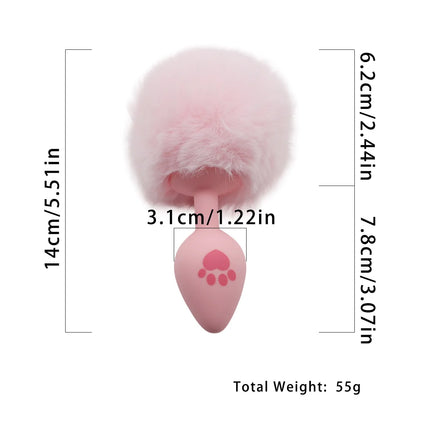 4 Sizes Cute Pink Cat's Paw Print Silicone Anal Plug Soft Tail Butt Plug Adult Game Anal Beads Erotic Cosplay Sex Toys For Women