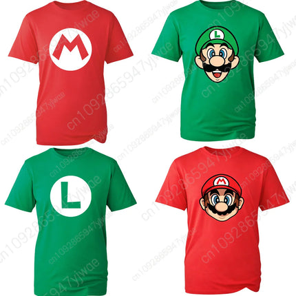 Mario Luigi Game Themed t-Shirt Retro Game Gift Top High-Quality Breathable Tee Cosplay Clothing Summer Men's women's T-shirts