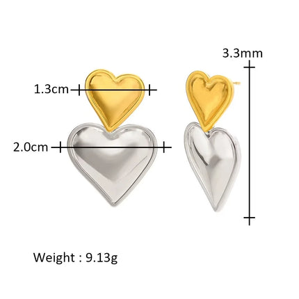 Fashionable elegant waterproof stainless steel bow heart-shaped pendant women's earrings jewelry party wedding 2025 new item