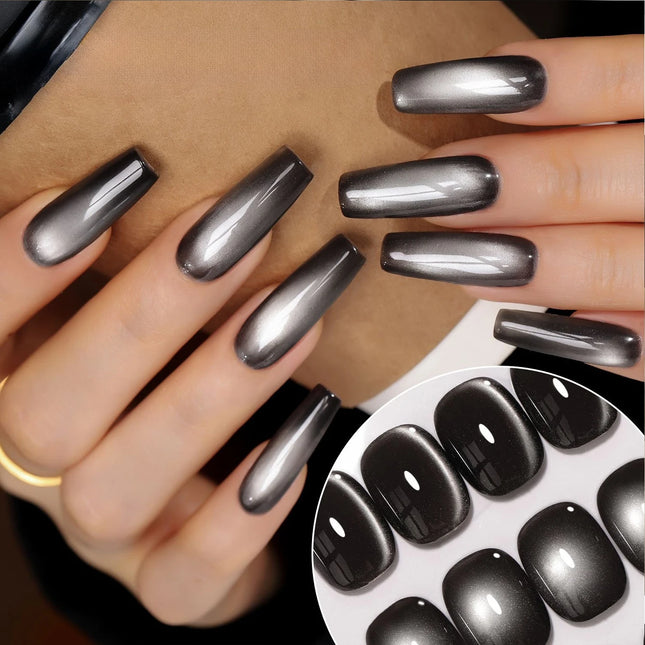 1pcs 12ML Winter 2026 New Black Glass Bead Pearl Cat's Eye Gel Nail Polish Hot Selling Black Nails Salon Use Nail Stuff