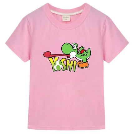 New Cartoon Yoshi Kid T-Shirt Cartoon Printed Casual Trendy Cute Boys and Girls Children Adults Parent-Child Cotton T-Shirts