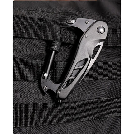 Multifunction EDC Pocket Tool Carabiner Folding Knife with Car Window Breaker Portable Outdoor Camping Utility Gadget for Travel
