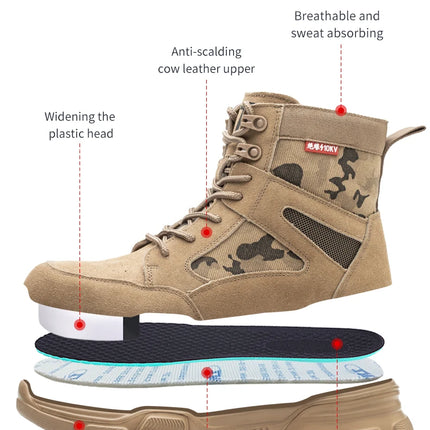 Outdoor Men Work Boots Safety Shoes Anti-puncture Safety Boot Work Steel Toe Shoes Indestructible Desert Combat Boots Protective