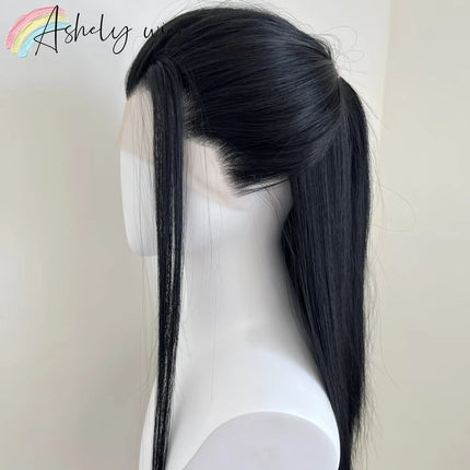 Ashely Widow's Peak Wig Black Lace Front Wig 26inch 13*4 Synthetic Lace Wigs Straight Hair Heat-resistant Fibers Cosplay Wigs