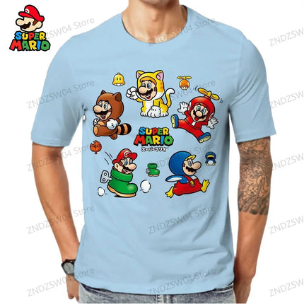 Men's -shir T Shirt Man 2024 110-6XL Super Mario Fashion Men's Children's T-Shirt Summer Parent-child Wear Streetwear Tops Anime