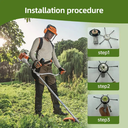 6 Inch Steel Wire Trimmer Grass Head Rust Removal Wheel Weed Removal Lawn Mower Universal Brush Blade Gardening Hand Tool