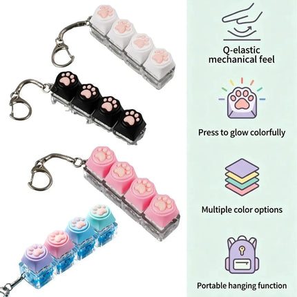 HOT Sales Fingertip Keyboard Keychain RGB Keyboard Fidget Toy with Lights for Stress Relief Decompression Calming Accessories
