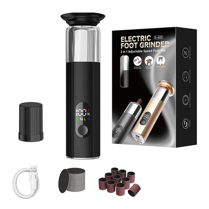 2-in-1 Electric Foot Grinder & Nail Grinder with 60 Sanding Discs Anti-Slip Striped Grip Aluminum Alloy Electric Callus Remover