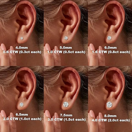 KNOBSPIN 2.0ct Moissanite Earrings for Women Lab Grown Diamond Ear Studs 925 Sterling Silver Fine Jewelry Gift