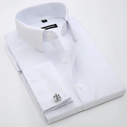 Men's French cufflink shirt long sleeved spring style multi-color collar high collar slim fit collar formal striped shirt