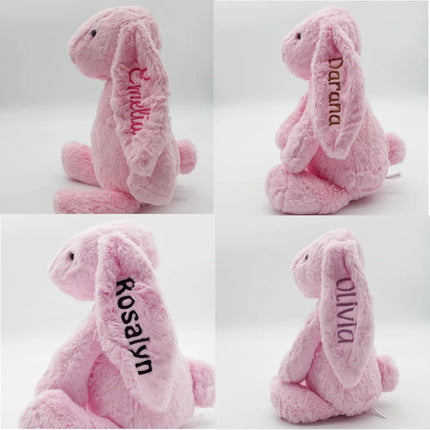 Personalized Cute Plush Bunny Super Soft Custom Stuffed Animal with Embroidered Name on Ear Ideal for Birthday Kid Children Gift