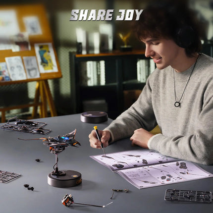 Rokr Manta Ray Mechanical 3D Puzzle Kit Cyberpunk Style Model Challenging DIY Project Unique Desktop Decor Gift for Adults