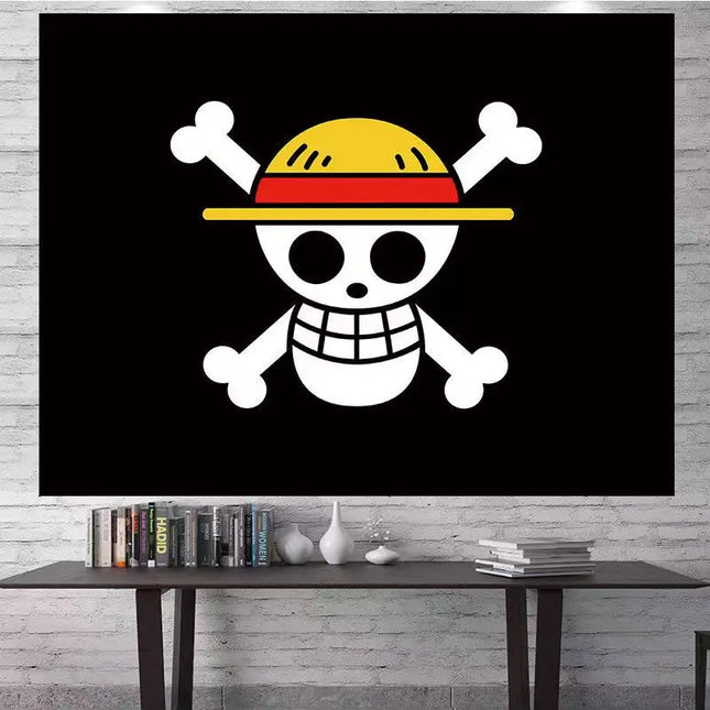 One Piece 90*150CM Polyester Pirate Monkey D.Luffy Skull Flag One Piece straw hat pirates Trumpet banner flag