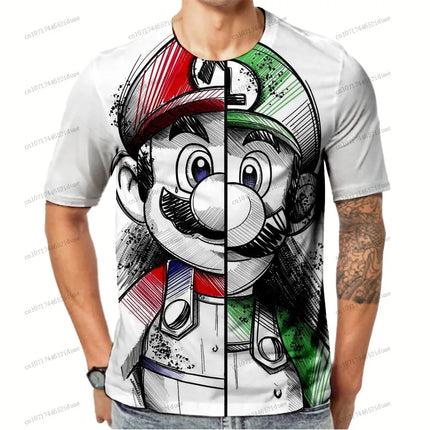 Super Mario Funny T Shirt 2026 Streetwear New Men's Clothing Anime Figure Gym Clothes Man Summer 3D Print Quick Dry Oversize