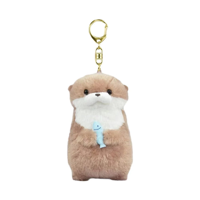 Cute Otter Plush Keychain Realistic Stuffed Otter Animal Pendant Doll Soft Plushies Key Ring for Bag Decoration Gifts Girl