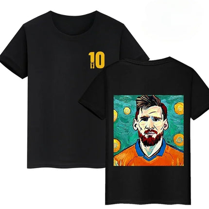 Summer Cotton Children's T-shirts Brand Sport Double-sided Messi Print Short-sleeve Casual Fashion Boys Girls Tee Top Kid Clothing
