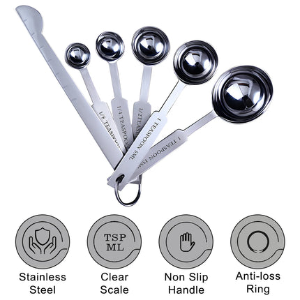Stackable Measuring Cups and Spoons Set Baking Tools Stainless Steel Coffee Measuring Spoon Kitchen Accessories 1/4/6 PCS