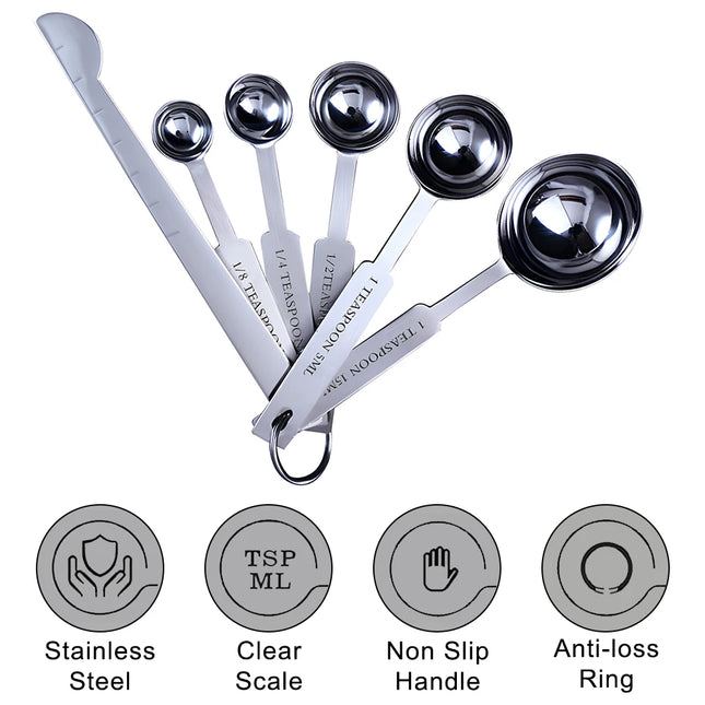 Stackable Measuring Cups and Spoons Set Baking Tools Stainless Steel Coffee Measuring Spoon Kitchen Accessories 1/4/6 PCS