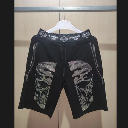 2025 new Sweatpants Track Pants Men Slim Fit Workout Trousers Male Multi-pocket Casual Rhinestones Pants  Design Sportswear