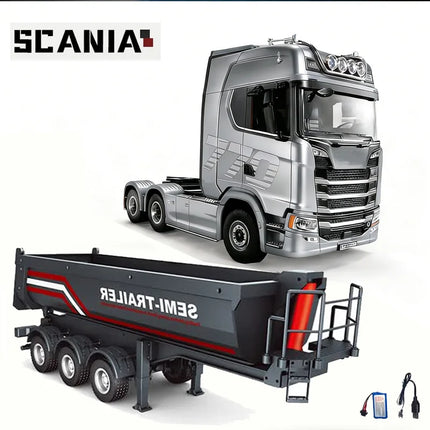 2026 New Huina 1501 1509 Scania 770S Full Scale RC Large Truck Trailer Flat Dump Bucket Model Electric Truck Toy High end Gift