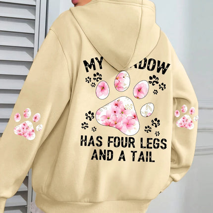 Autumn Womens Hoodies Cute Cat Paw Printing Sweatshirts Warm Fleece Soft Comfortable Pullovers Fashion Loose Female Clothing