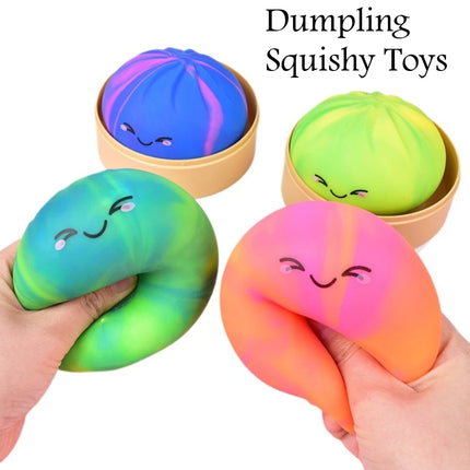 Cute Dumpling Bao Bun Squishy Toy, Soft TPR Stress Relief Fidget Pack, Anti-Anxiety Sensory Toy for Adults & Kids Squeeze Gifts