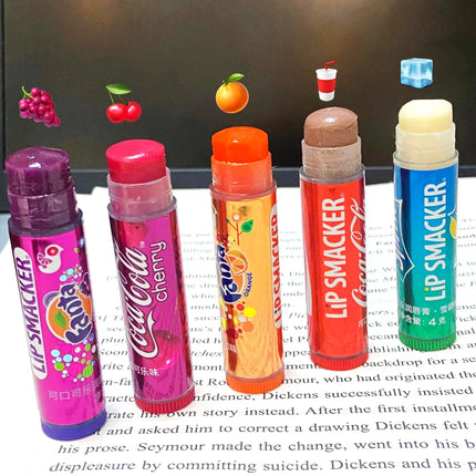 LiP Smacker X CoCa Cola 5pcs Lip Blam Set Long-Lasting Moisturizing Colorful Lip Balm for Autumn Winter Perfect Christmas Gift