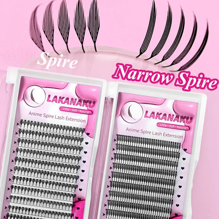 LAKANAKU Lasery troqueladas pestañas Narrow Spire Lashes Technological Fibers Anime Spike Eyelashes