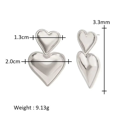 Fashionable elegant waterproof stainless steel bow heart-shaped pendant women's earrings jewelry party wedding 2025 new item