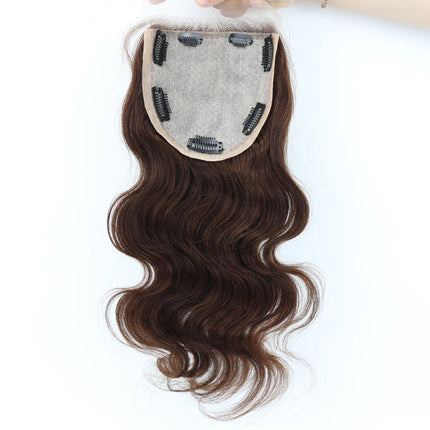 Body Wave Silk Base Lace Closure with Clips in 12x13cm Silk Top Peruvian Virgin Human Hair Topper Black Brown Hair Toupee