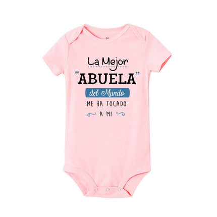 The Best Grandmother in The World Moved Me Print Newborn Bodysuit Baby Summer Romper Toddler Short Sleeve Jumpsuit Infant Outfit
