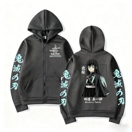 Demon Slayer Muichiro Tokit Hoodie Anime Jacket Zip Up Casual Tops Streetwear 2026 Autumn Winter Long Sleeve Pullover Men Women