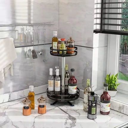 360 Rotation Spice Rack Multi-Layer Spices Cans Seasonings Storage Tray Multifunctional Bathroom Storage Rack Kitchen Organizer