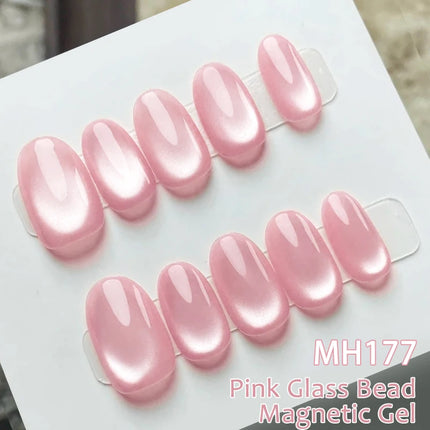 10ml Pink Glass Bead Cat Magnetic Gel Nail Polish Semi Permanent UV LED Gel Varnish Soak Off Nail Art Decorations Nail Supplies