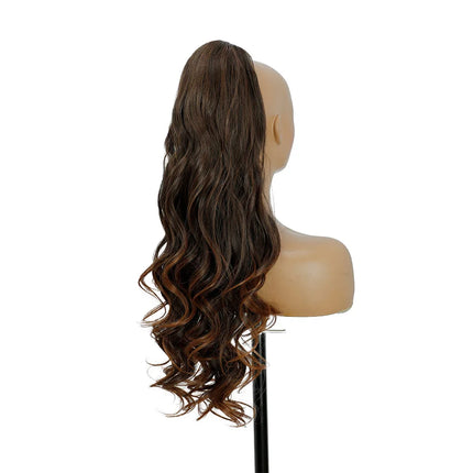 28 Inch Wavy Ponytail Extension 180g/pcs Synthetic Hair Ponytail Ombre Blonde Body Wave Ponytail Clip In Hair Ponytail For Women