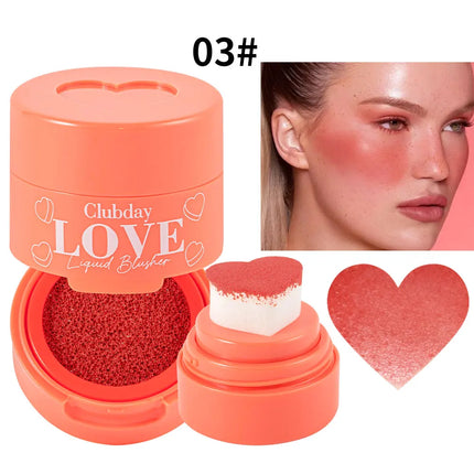 Heart Shaped Blush Stick with Sponge Head Stamp Design Waterproof and Sweat Proof to Modify Cheeks to Be Naturally Rosy