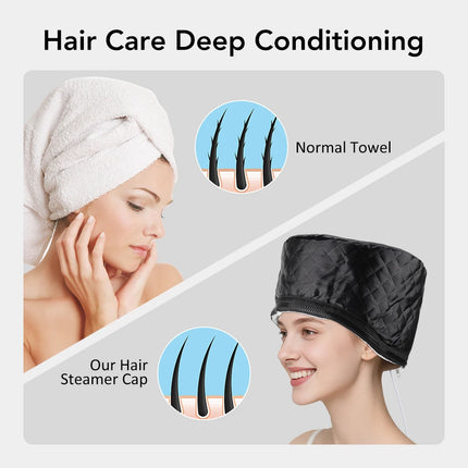 Electric Hair Heat Hat Thermal Treatment Hair Cap 10 Levels 3 Timer Hair Steamer Cap For Hair SPA Care Coloring Women Styling