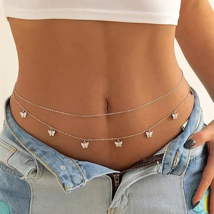 New Fashion Sexy Double Layer Pearl Chain for Women Waist Bead Belly Chain Belly Belt Summer Beach Body Jewelry Festival Gifts