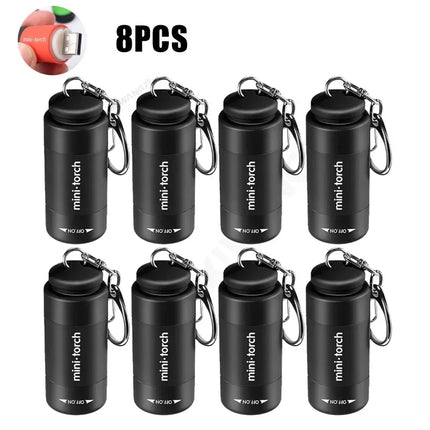 USB Rechargeable LED Multifunctional Strong Light Pocket Keychain Flashlight Waterproof Outdoor Hiking Camping Mini Flashlight