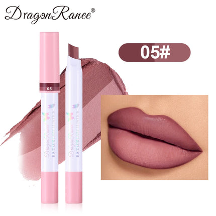 Two-Color Lipstick Pen, Matte Matte Finish, Long-Lasting Makeup Effect, Two-Color, Delicate, Waterproof, Non-Fading Lip Gloss, Natural and Easy to Apply Lipstick