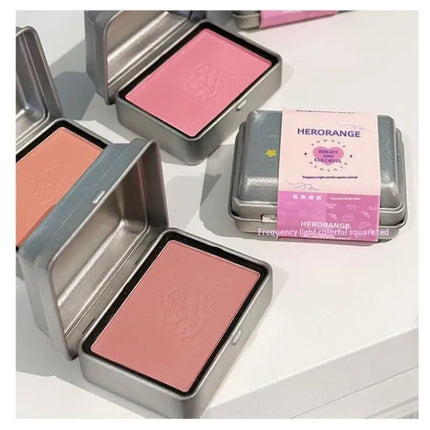 "1Pc HERORANGE Iron Box Cheek Blush Mineral Powder Long-Lasting Facial Contour Tint Single Color Cosmetics Blush Palette