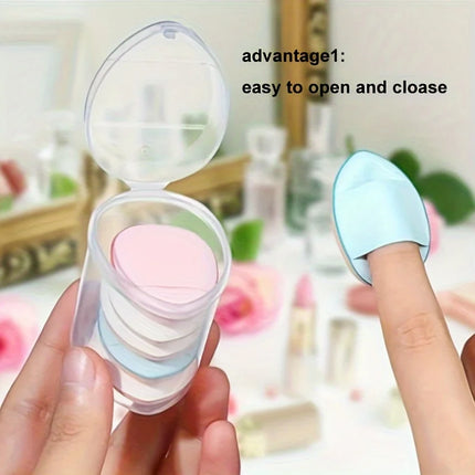 6pcs Mini Finger Puff With Box Makeup Sponge Puff Set With Container Makeup Puff Small Mini Powder Puff Cream Puff Makeup Tools