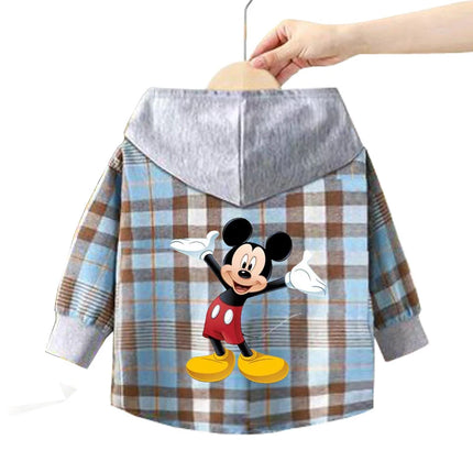 Spring and Autumn Children's Sanrio Cinnamoroll Shirts 1-12 Year Girls Checkered Hooded Blouse Fashion Cartoon Shirt Sweater