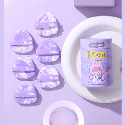 Lishu 6pcs Dry Wet Usable Makeup Cosmetic Puff Sponge Cushion Blendering Puff for Foundation Powder Soft and Cute