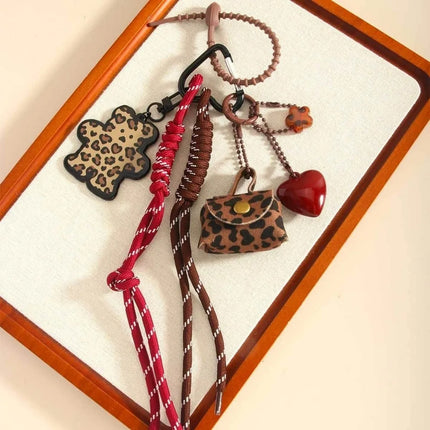 Funny Elegant Starfish Tassel Keychain Alloy Leopard Print Leather Tulip Pendants Cartoon Frog Beaded Bag Pendant Party