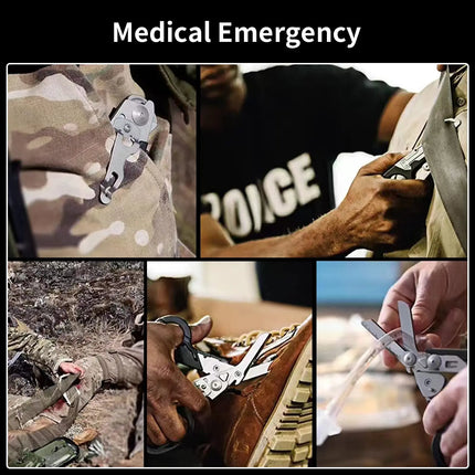 Emergency Medical Trauma Scissors Outdoor Camping Rescue Scissors Stainless Steel Multifunctional Folding Tactical Scissors