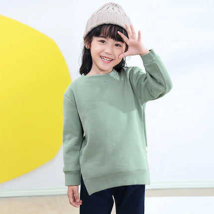 2026 Winter Spring Hoodies Pullovers Kids Boys Girls Clothes Korean Baby Thicken Fleece Sweatshirt Children's Clothing 6M-7T