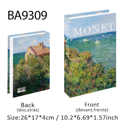 Van Gogh Monet Fake Book Painting Decorative Books Storage Box Sunflower Water Lily Coffee Table Books Home Decor Shooting Props