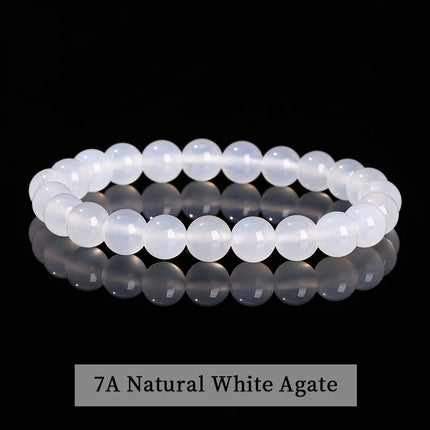 JD Natural Stone Beads Bracelet Amethyst Tiger Eye Crystal Quartz Agate Gem Beads Bangles Women Men Reiki Healling Jewelry Gift